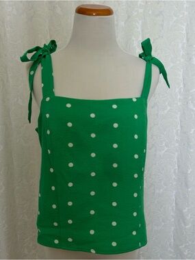 Old Navy Green Polka Dot Tie-Shoulder Cami